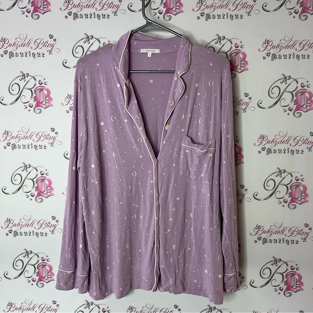Love & lore long sleeve Lavender moon star Top button down Starry Design a71 61